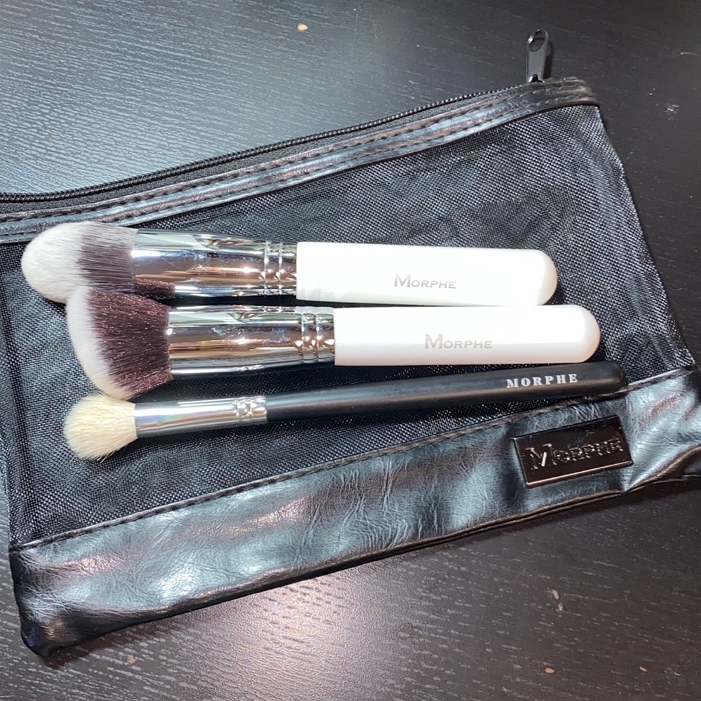 Set of 3 Morphe Makeup Brushes with Makeup Bag